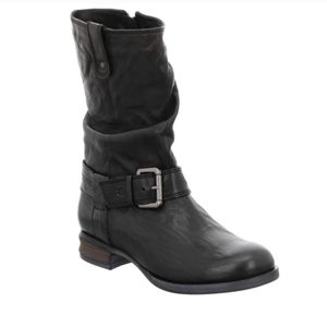Josef Seibel Sanja 14 Leather Buckle Strap Detail Moto Boots